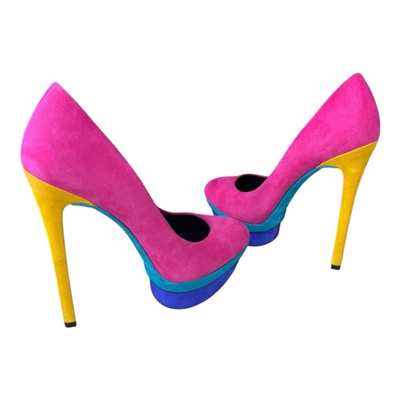 Brian Atwood Colorblock Platform Stiletto Heels Size 8 - Picture 2 of 10